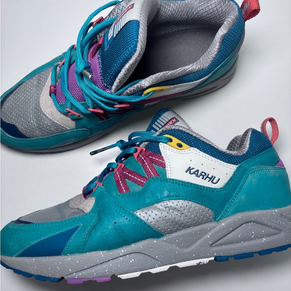 Karhu Fusion 2.0 Teal Blue Colorblock Urban Hiking Active Unisex Sneaker Size 10